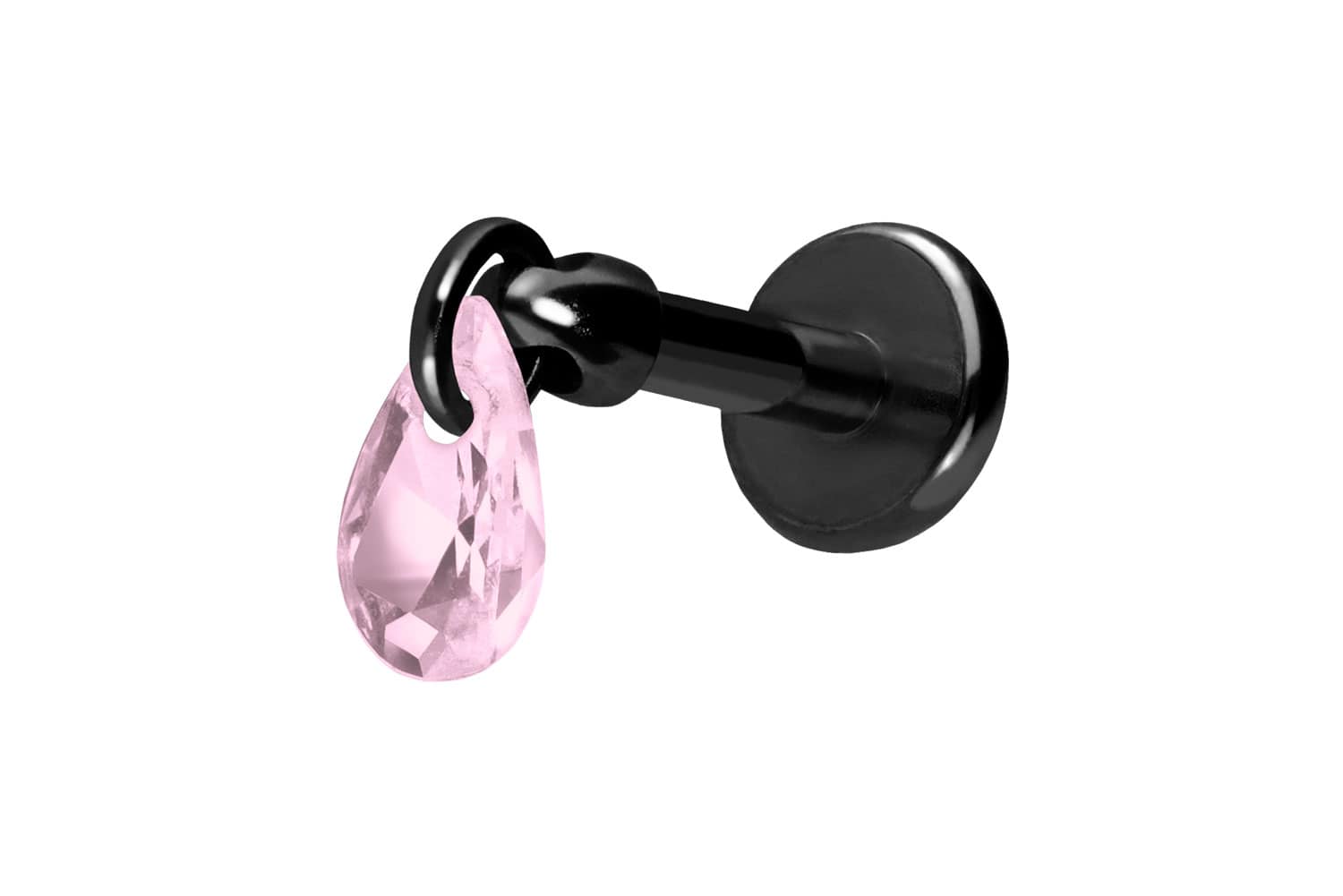 Titan Labret Piercing mit Push Fit KRISTALLTROPFEN